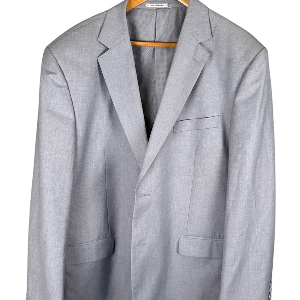 Vinci Philosophy Mens Blazer Light Gray Two Button Sport Coat Jacket 46R